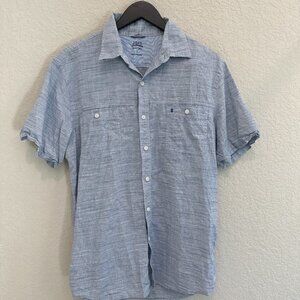 IZOD Women's Blue Linen Short Sleeve Shirt Size L